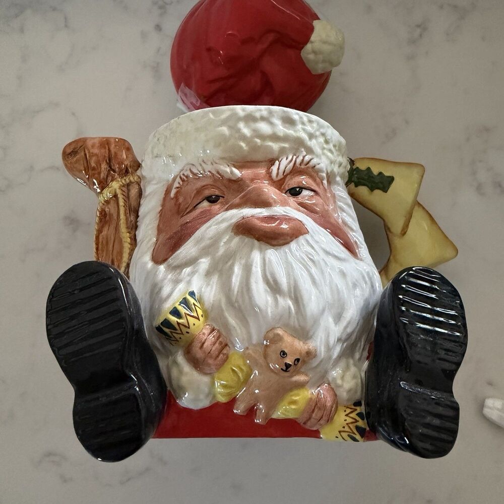 Vintage Staffordshire Ceramic Hand Painted Santa Claus Tea Pot